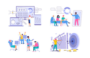 Business people connecting, working together and brainstorming