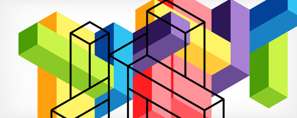 Abstract background. 3d cubes, cubic elements and blocks. Techno or business concept for wallpaper, banner, background, landing page