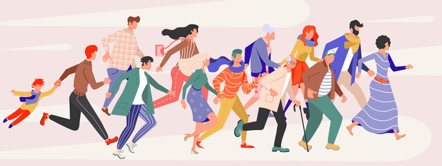 Male and female runners on the race