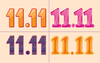 11 11 numbers icon set