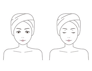 スキンケアをする女性のベクターイラスト