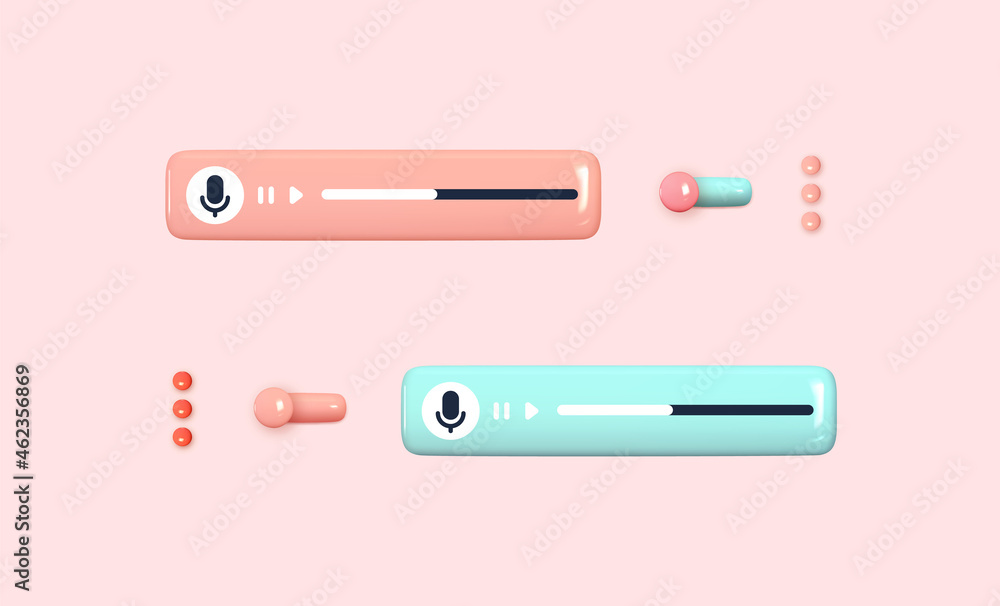 Poster scroll bar for the player. set of realistic 3d design objects. vector illustration