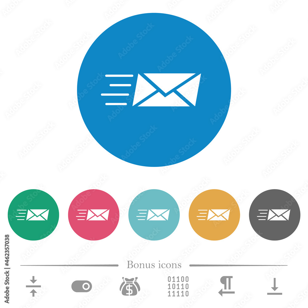 Poster sending express mail solid flat round icons