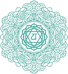 Spiritual symbol round ornament anahata chakra