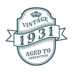 vintage 1931 Aged to perfection, 1931 birthday typography design for T-shirt
