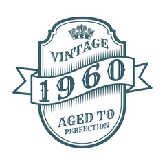vintage 1960 Aged to perfection, 1960 birthday typography design for T-shirt