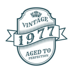 vintage 1977 Aged to perfection, 1977 birthday typography design for T-shirt