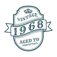vintage 1968 Aged to perfection, 1968 birthday typography design for T-shirt