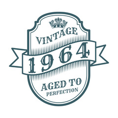 vintage 1964 Aged to perfection, 1964 birthday typography design for T-shirt