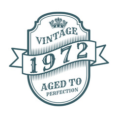 vintage 1972 Aged to perfection, 1972 birthday typography design for T-shirt