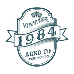 vintage 1984 Aged to perfection, 1984 birthday typography design for T-shirt