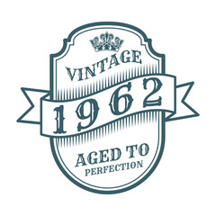vintage 1962 Aged to perfection, 1962 birthday typography design for T-shirt