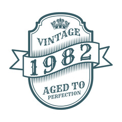 vintage 1982 Aged to perfection, 1982 birthday typography design for T-shirt