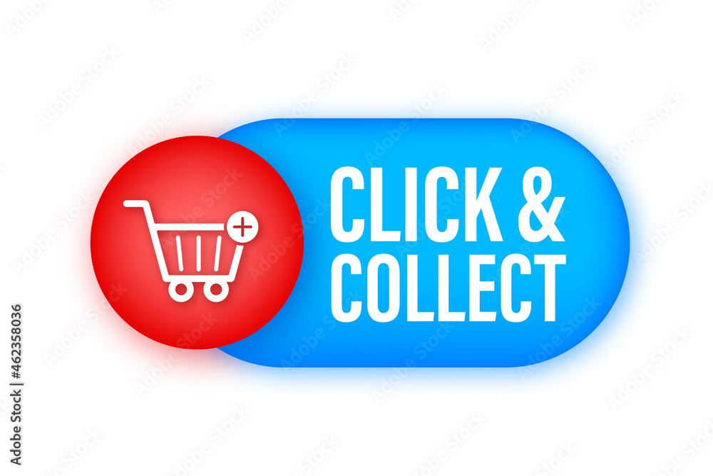 Poster click and collect banner. flat style. website vector icon. vector stock illustration