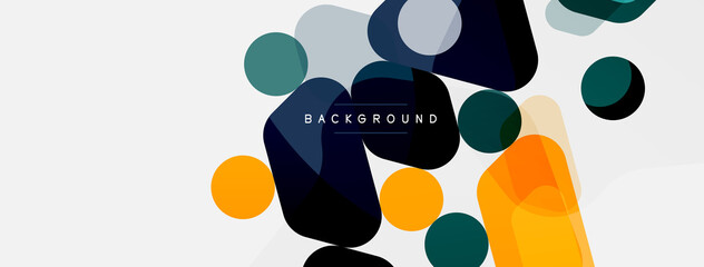 Abstract round geometric shapes and circles background. Trendy techno business template for wallpaper, banner, background or landing