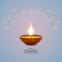 Happy Diwali Indian festival elegant background with diya design