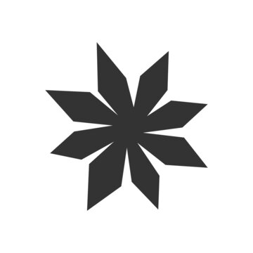 Vector flat illustration with simplified image of Anise Star. Black shape. White background
