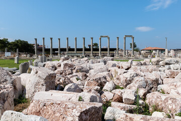 Agora of Smyrna in Izmir city, Turkey. Alternatively known as the Agora of İzmir, an ancient Roman agora located in Smyrna