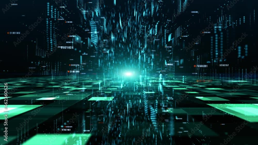 Poster technology number digital geometric abstract background. 3d rendering animation 4k
