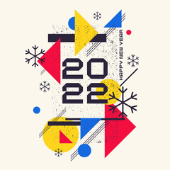 Background with the inscription Happy New Year 2022. Vector illustration in flat flat style.