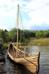 Details of viking wooden boat in Lake Ladoga
