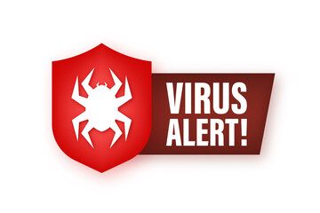 Danger symbol vector illustration. Virus protection. Computer virus alert. Safety internet technology, data secure. Neon icon