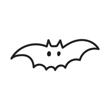 Cute black bats drawn in doodle style. Vector black silhouette illustration isolated on white background.