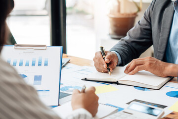 Business Consulting meeting working and brainstorming new business project finance investment...