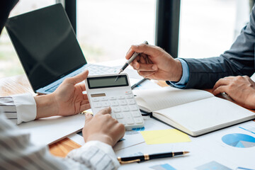 Business Consulting meeting working and brainstorming new business project finance investment...