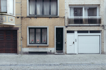 Front of a typical row house in Belgium