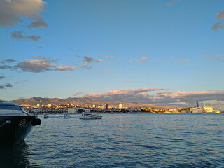 sunset over the harbor