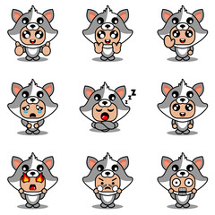 Fototapeta premium mascot costume expression bundle set cartoon cat character vector illustration