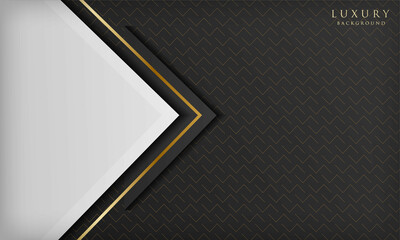 Abstract luxury white and black background with triangular shapes and golden line elements