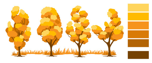 Autumn. Trees set