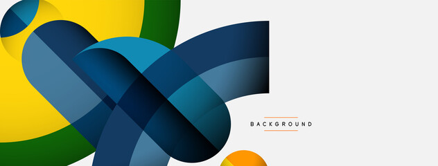 Geometric abstract background. Round shapes, circles, lines composition for wallpaper banner background or landing page