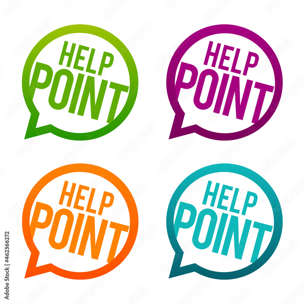 Poster help point buttons on white background.