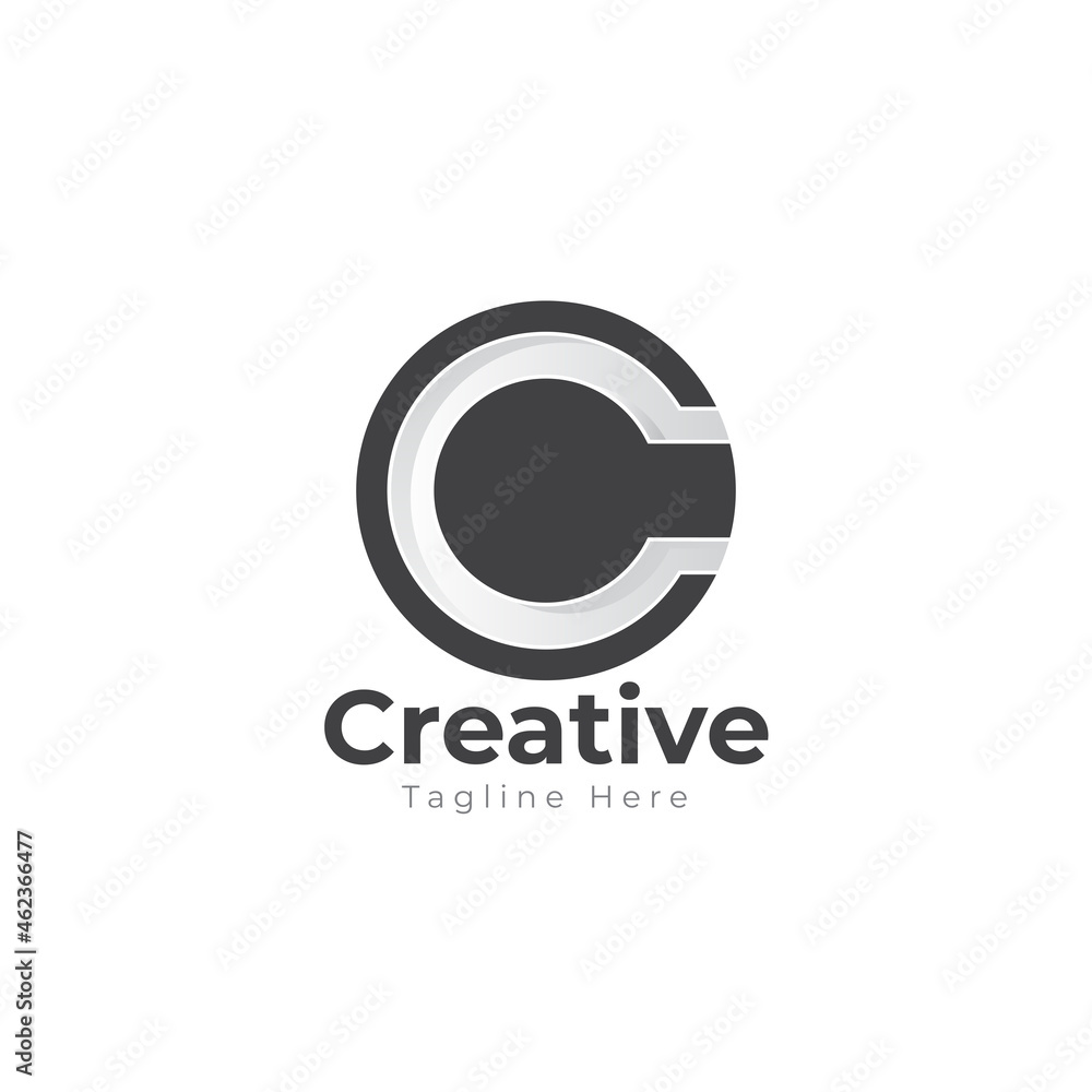 Poster letter c logo. c letter design vector with circle.