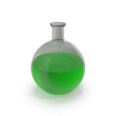 Alchemical Flask Big Round Green Isolated on white 3D Illustration