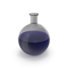 Alchemical Flask Big Round Violet Isolated on white 3D Illustration