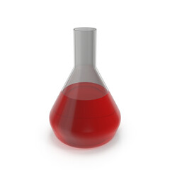 Alchemical Flask Medium Red Isolated on white 3D Illustration