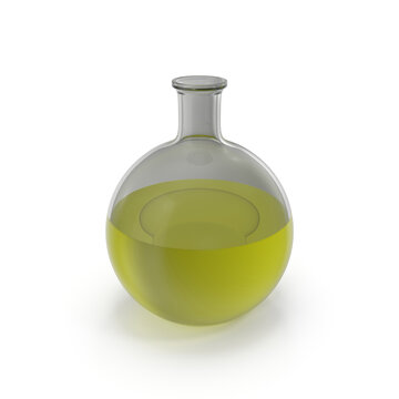 Alchemical Flask Big Round Yellow Isolated on white 3D Illustration
