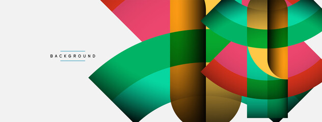 Obraz premium Trendy shapes, color minimal design composition, lines and shadows for wallpaper banner background or landing page