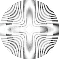 Grunge lines in Circle Form . Spiral Vector Illustration .Textured round Logo . Design element . Abstract Geometric circular shapes .Rotating grunge radial line. Concentric circles