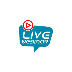 Live Webinar button with play icon isolated on white background
