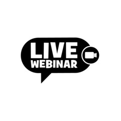 Obraz premium Live Webinar button with play icon isolated on white background