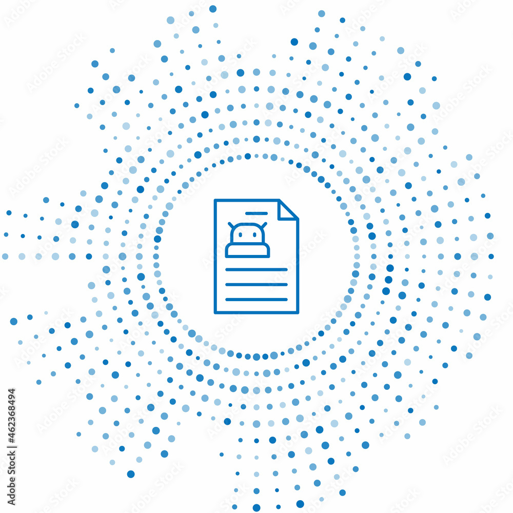 Poster blue line technical specification icon isolated on white background. technical support check list, t