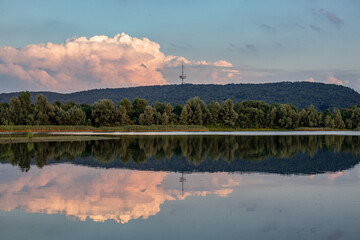 Lake Mittlerer See at sunset in Germany