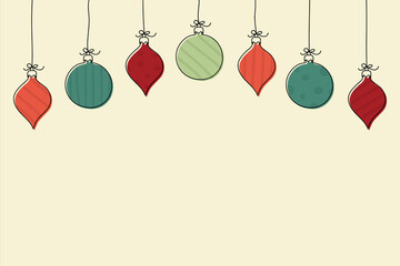Christmas background with hand drawn baubles. Vector