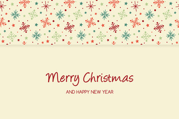 Design of a Christmas card with snowflakes and wishes. Vector