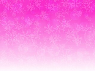 光と雪の結晶のピンク色の背景